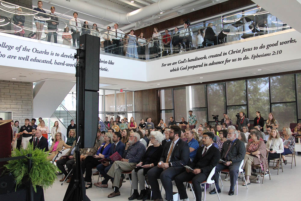 Students, faculty, and staff gather for the dedication